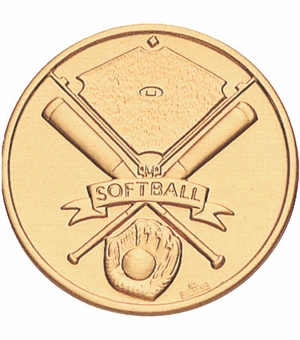 2-Inch in Diameter Round Stamped Metal Softball Insert in Multiple Colors