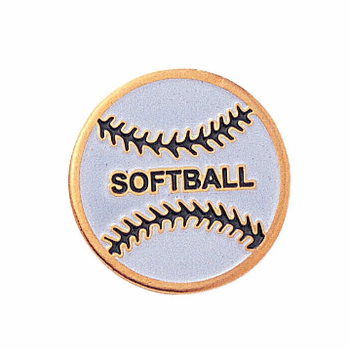 SOFTBALL ENAMELED PIN GOLD
