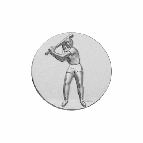 1-Inch in Diameter Round Metal Womens Softball Medallion Insert in Multiple Colors