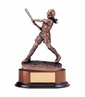 SOFTBALL, FEMALE TROPHY, 11 INCH, ELECTROPLATED
