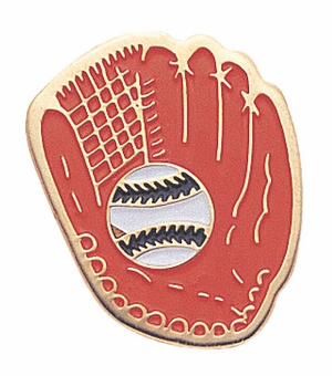 7/8 Inch in Height Enameled Softball Themed Pin in Gold