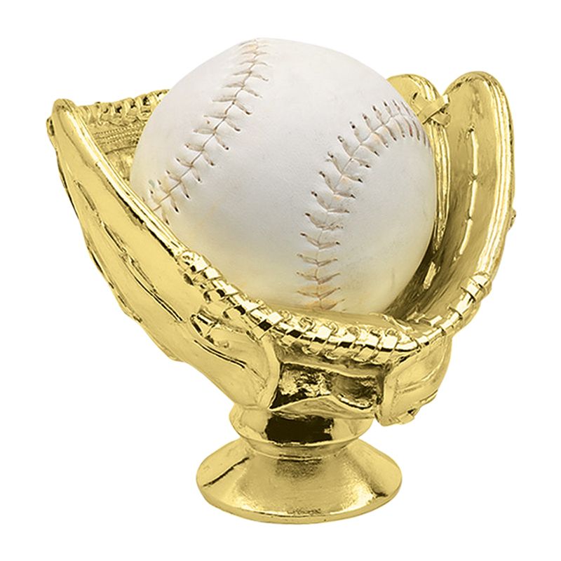 5 INCH GOLD PLASTIC SOFTBALL GLOVE TROPHY FIGURE/HOLDER