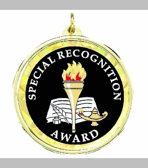 2-1/4 Inch in Diameter Round Special Recognition Medal with Mylar Detailing and Customizable Back