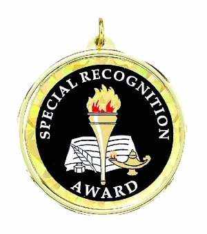 2-1/4 Inch in Diameter Round Special Recognition Medal with Mylar Detailing and Customizable Back
