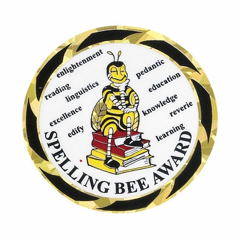 2 Inch in Diameter Round Spelling Bee Insert with Mylar Detailing