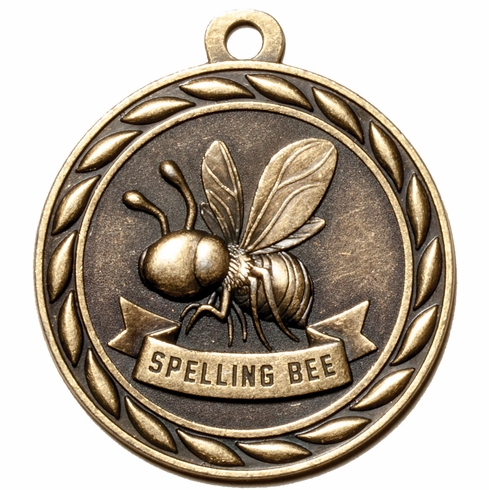 Metal 2-Inch in Diameter Round Spelling Bee Medal with Cutomizable Back in Multiple Colors
