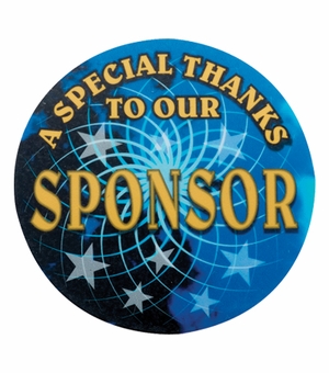 2 Inch in Diameter Round Metal Mylar Sponsor Themed Medallion Insert