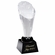 SPOTLIGHT SLANTED CRYSTSAL TOWER AWARD ON BLACK CRYSTAL BASE