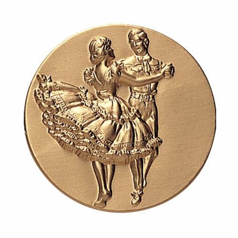 2-Inch in Diameter Round Metal Square Dance Themed Stamped Insert in Gold