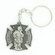 ST. FLORIAN FIRE FIGHTER KEY CHAIN ANTIQUE PEWTER FINISH. SIZE 1 3/8 INCH X 1 1/2 INCH.