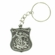 ST. MICHAEL POLICE SHIELD KEY CHAIN ANTIQUE PEWTER FINISH. SIZE 1 5/8 INCH X 1 3/8 INCH.