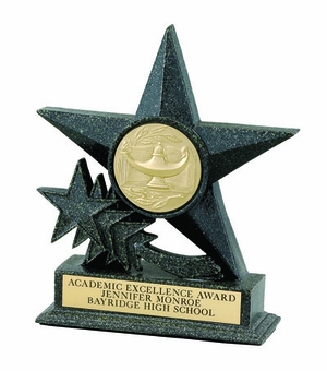 STAR BLACK RESIN , 6 3/4 INCH ,  2 INCH  MYLAR, WITHOUT PLATE