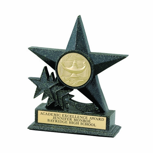 STAR BLACK RESIN , 6 3/4 INCH ,  2 INCH  MYLAR, WITHOUT PLATE