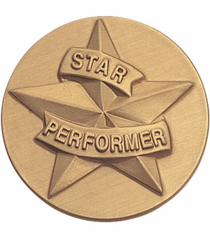 2-Inch in Diameter Round Stamped Metal Star Performer Insert in Gold