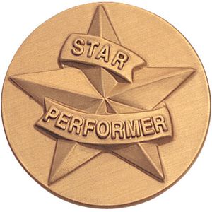 2-Inch in Diameter Round Stamped Metal Star Performer Insert in Gold