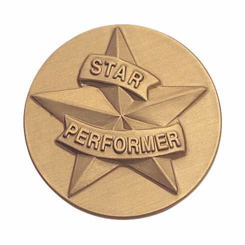 2-Inch in Diameter Round Stamped Metal Star Performer Insert in Gold