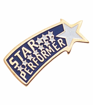 1/2 Inch in Height Enameled 'Star Performer' Pin in Gold