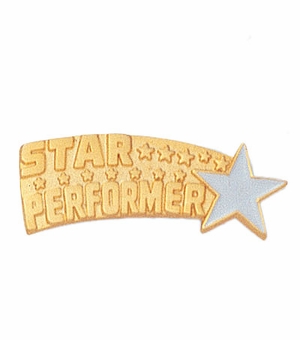 1 Inch in Width Die-Struck Enameled 'Star Performer' Pin in Gold