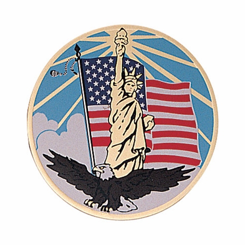 2 Inch in Diameter Round Metal Litho-Print Statue of Liberty Medallion Insert