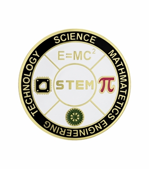 2-Inch in Diameter Round Etched-Enameled Metal STEM Medallion Insert in Gold with Peel-and-Stick Back