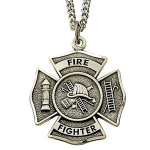 Sterling Silver Fire Fighter Medal Necklace
