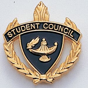 1 INCH WREATH WITH LAMP OF LEARNING STUDENT COUNCIL LAPEL PIN