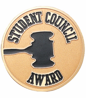 2-Inch in Diameter Round Etched-Enameled Metal Student Council Award Medallion Insert in Gold with Peel-and-Stick Back