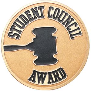 2-Inch in Diameter Round Etched-Enameled Metal Student Council Award Medallion Insert in Gold with Peel-and-Stick Back