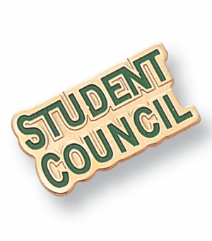 3/8 Inch in Height Enameled Student Council Pin in Gold