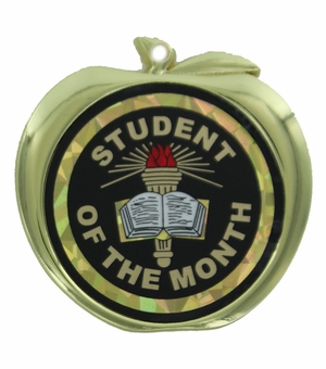 2-1/2 Inch Student of the Month Themed Apple Medal in Gold
