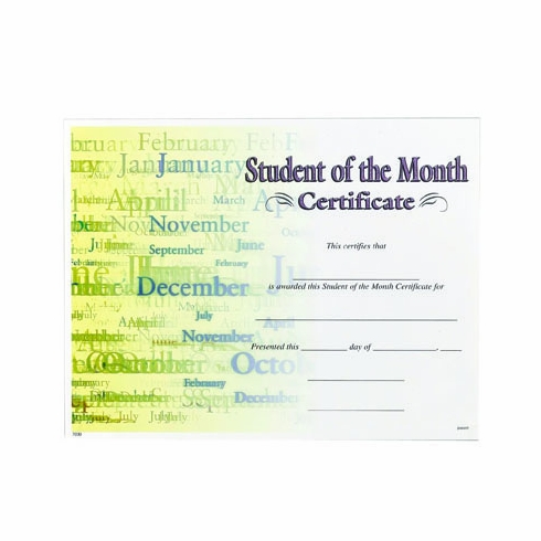 STUDENT OF THE MONTH CERTIFICATE