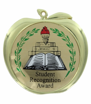 2-1/2 Inch Student Recognition Styled Apple Medal in Gold