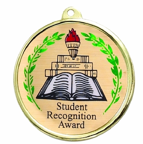 2-1/4 Inch in Diameter Round Student Recognition Medal with Mylar Detailing and Customizable Back