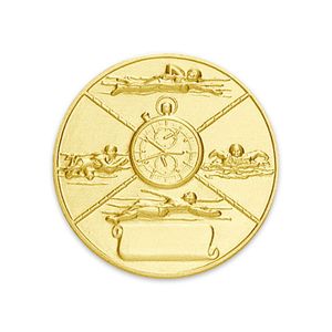 2-Inch in Diameter Round Metal Womens Swimming Themed Stamped Insert in Multiple Colors