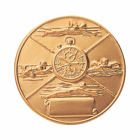 2-Inch in Diameter Round Metal Womens Swimming Themed Stamped Insert in Multiple Colors