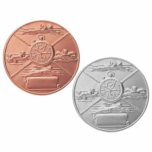 2-Inch in Diameter Round Metal Womens Swimming Themed Stamped Insert in Multiple Colors