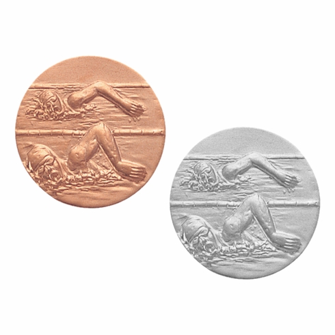 1-Inch in Diameter Round Metal Womens Swimming Medallion Insert in Multiple Colors