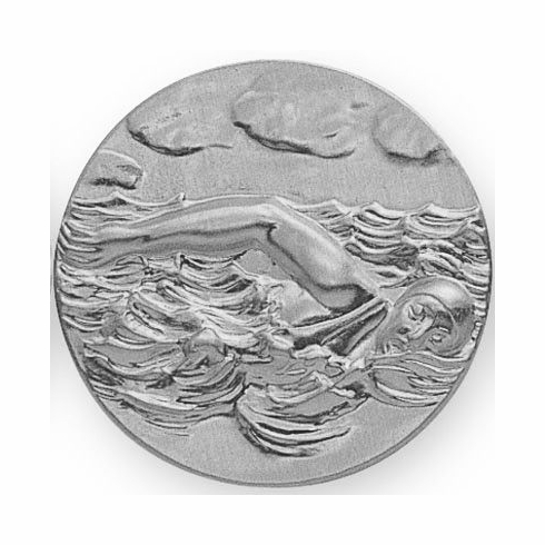 2-Inch in Diameter Round Metal Female Swimming Themed Stamped Insert in Gold or Silver