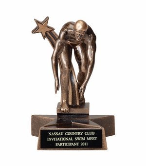 SWIMMER, MALE, 6 1/4 INCH FIGURE TROPHY