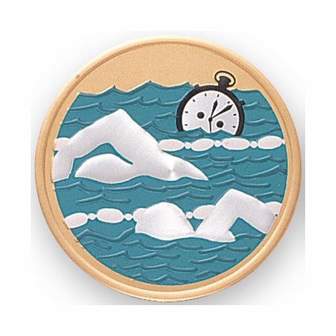 2 Inch in Diameter Round Metal Litho-Print Swimming Medallion Insert