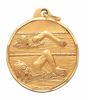 1-1/4 Inch Die-Struck Womens Swimming Medal in Gold, Silver, or Bronze