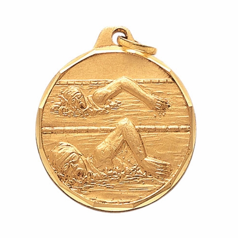 1-1/4 Inch Die-Struck Womens Swimming Medal in Gold, Silver, or Bronze