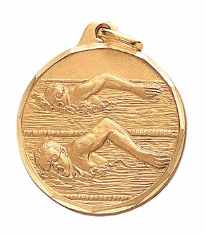 1-1/4 Inch Die-Struck Mens Swimming Medal in Gold, Silver, or Bronze