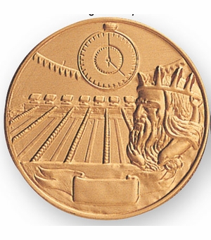 2-Inch in Diameter Round Stamped Metal Swimming Themed Insert in Multiple Colors
