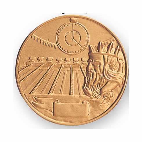 2-Inch in Diameter Round Stamped Metal Swimming Themed Insert in Multiple Colors