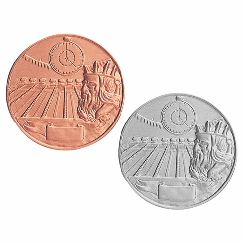 2-Inch in Diameter Round Stamped Metal Swimming Themed Insert in Multiple Colors