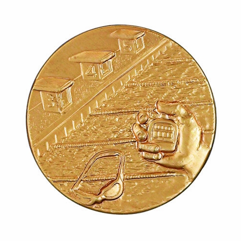 2-Inch in Diameter Round Stamped Metal Swimming Themed Insert in Multiple Colors