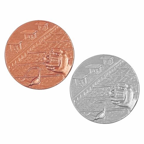 2-Inch in Diameter Round Stamped Metal Swimming Themed Insert in Multiple Colors