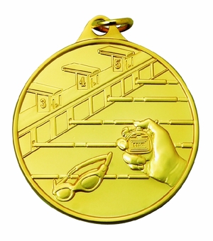 1-1/2 Inch Swimming Themed Sports Medal in Gold, Silver, or Bronze with Customizable Back