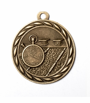 Metal 2-Inch in Diameter Round Swimming Medal with Cutomizable Back in Multiple Colors